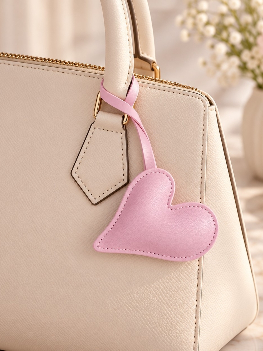 Brand New Pink/Purple Heart Faux Leather Purse / Bag Charm
